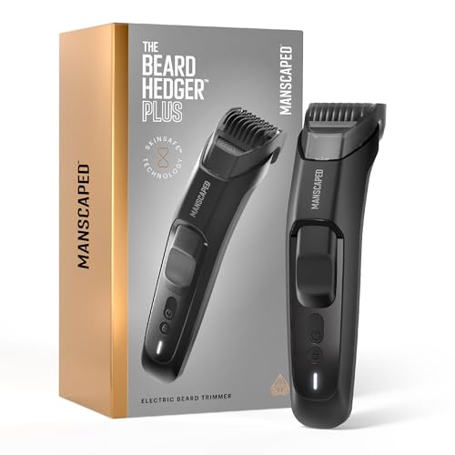 MANSCAPED® The Beard Hedger® PLUS, Men's Adjustable Beard & Mustache Trimmer with 14 Length Settings (1–20mm), Stainless Steel Blade, Waterproof Cordless Grooming, Travel Lock, USB-C Rechargeable