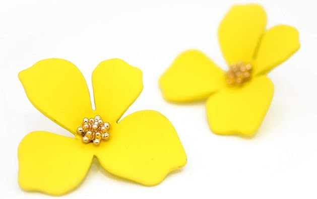 Amazon ヴィンテージフラワーピアス 春 夏 レトロ 大きめ 大ぶり 花 フラワー 黄色 紫 赤 緑 黒 白 可愛い ピアス レディース アクセサリー ゆうパケット配送2cm ピアス イエロー ネックレス 通販