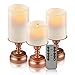 Flameless LED Battery operated Candles Ivory Color with Remote 24-hour Timer Function in Bronze Base - Set of 3