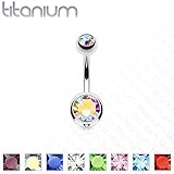 14g Double Gem Ball Belly Button Ring Grade 23 Solid Titanium