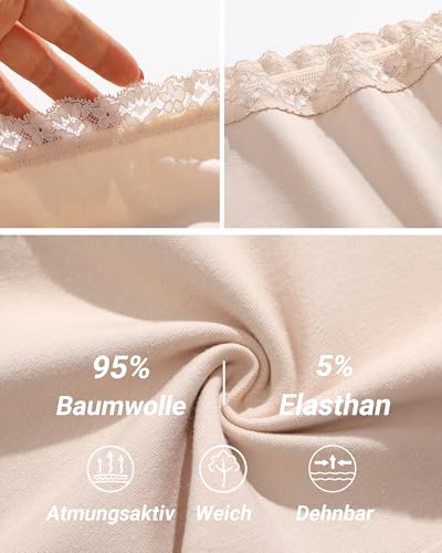 ALL OF ME Pack of 6 Women's Cotton Stilo Brazilian Lace Medium Waist Breathable Underwear Women Comfortable Multiple Pack S-XXL