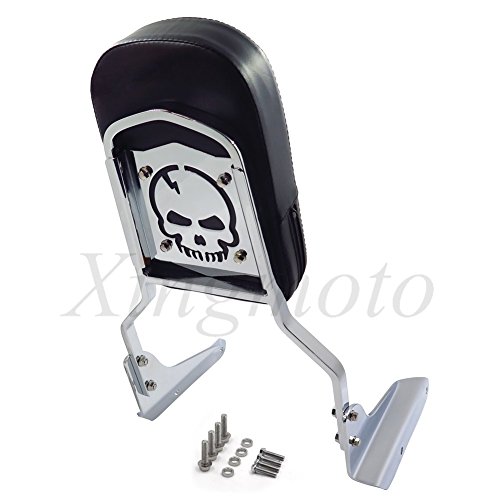 NBX- Chrome Skull Backrest Sissy Bar with Leather Pad For Honda Magna 750 VF750/250 VF250