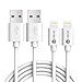 iClever 6ft Charger Cable 2-Pack, USB Cable with 8-Pin Ultra Compact Connector Head for iPhone X/8/8 Plus/7/6/6s Plus/5s, iPad Air/Mini/Pro (White)