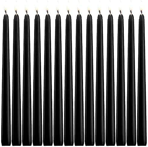 Candles & Holders - JHENG 10 Inch BlackTaper Candles, 14 Pack Tall Unscented Dripless with Cotton Wicks Perfect for Dinner, Party, Wedding or Farmhouse Decor, 7-8 Hour Burn Time- 7/8'' Base (Black)