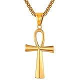 U7 New Hot Life Cross Necklace Stainless Steel Vintage Egyptian Men Jewelry Gold Plated The Key of the Nile Ankh Cross Pendant