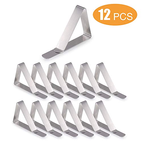 FANGZHIDI Picnic Tablecloth Clips 12 Packs Stainless Steel Table Cover Clamps