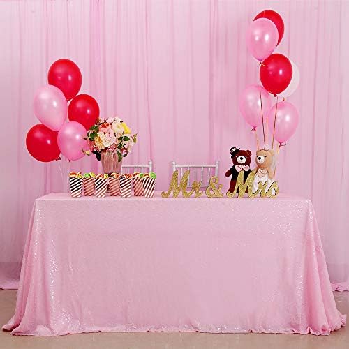 Fanqisi Sequin Tablecloth Pink 50"x102" Gitter Tablecloth Sparkly Table Overlays for Wedding Birthday Party Meeting Events Tablecloths Decor