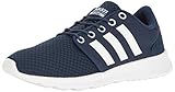 adidas NEO Women's Cloudfoam Qt Racer w Running Shoe, Mystery Blue/White/Glow Orange, 9 M US