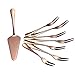 Buyer Star 1 Pcs Cake Shovel 7 Pcs Forks, Rose Gold 9-Inch Pie Cake Cheese Metal Cutter Server Slicer, Fruit Cake Salad Forks Set, 18/10 Stainless Steel