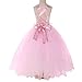 FAYBOX Pageant Wedding Flower Girl Dress Crossed Back Bow Feather Sash Fluffy 6 Pink