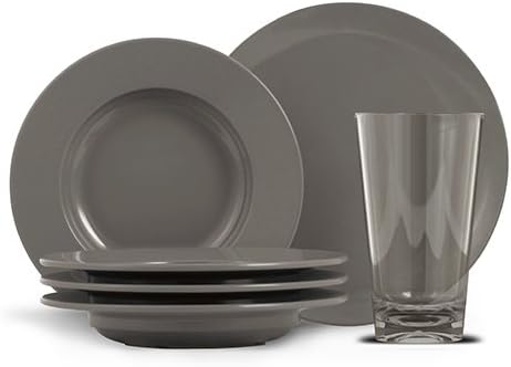 ThermoServ 12 Piece Melamine Bistro Set - Cadence - Slate Grey