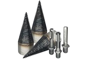 Aepiraza 3Pcs Firewood Log Splitter Drill Bits, 32mm Wood Splitter Drill Bits Hex Shank Firewood Drill Bit Wood Splitter Black Carbon Steel Hex Shank Screw Splitting Cone Twist Firewood Drill Bit