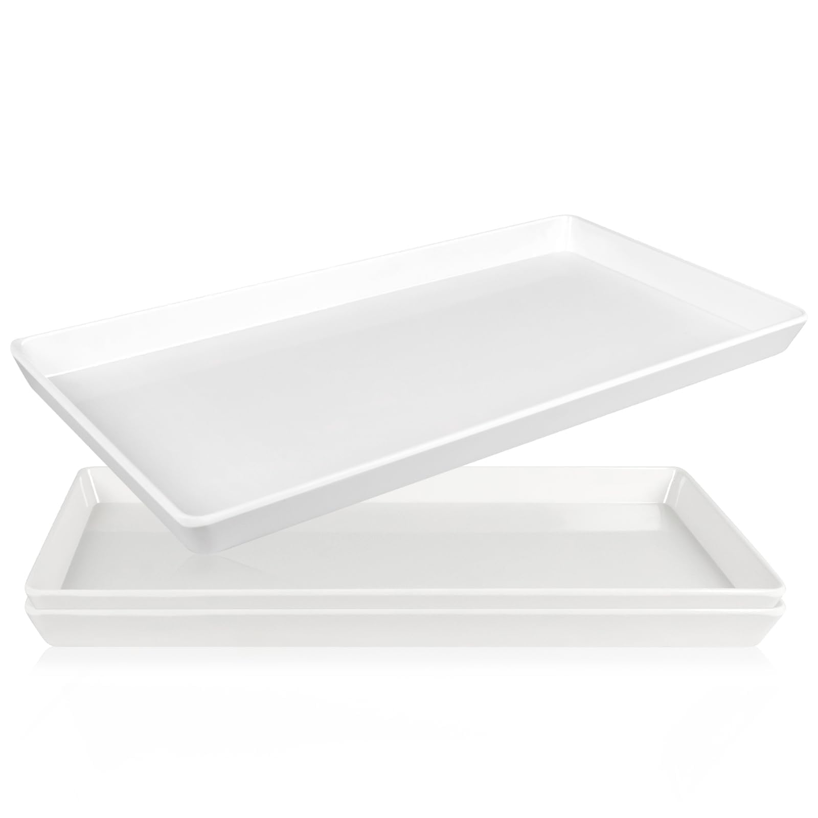 Photo 1 of *ONLY 2* CZWESTC 3pcs White Melamine Serving Trays, 11.8x6.2 Inch Reusable Rectangle Appetizer Platters, Plastic Tray for Desserts, Fruit, Cookies, Charcuterie, Snack, Party Food Display - Dishwasher Safe