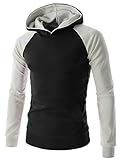 (MBH01) Men Contrast Raglan Hoodie String Connect Pocket Long sleeve Tshirts