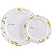 Nervure 175PCS Gold Plastic Plates with Marble Printing & Gold Plastic Silverware:50 Plates, 25 Forks, 25 Knives, 25 Spoons, 25 Cups, 25 Napkins for Thanksgiving & Wedding
