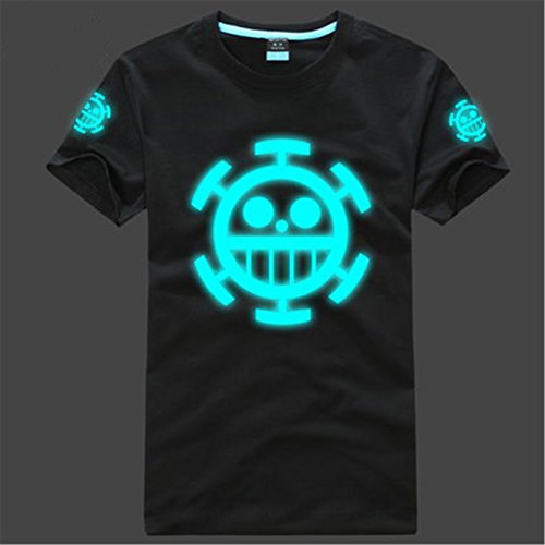 Vicwin-one One Piece Trafalgar Law Noctilucent T-shirt Cosplay Costume (4XL, Blue)
