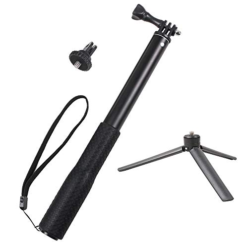 SUREWO Aluminum Rubber Waterproof Selfie Stick,Extendable Handheld Monopod Adjustable Tripod Pole Compable Gopro Hero (2018) 6/5/4 Black Hero 5/4 Session 4 Silver 3+ AKASO Xiaomi YI and More