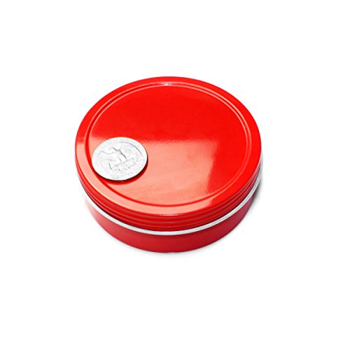 Mimi Pack 4 oz Shallow Screw Top Lid Tin Can Containers For Salves, Favors, Spices, Balms, Gifts Tin Containers 24 Pack (Red)