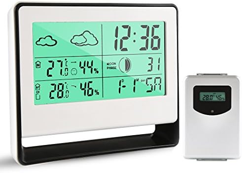 Wireless Weather Station with Sensor SIEGES Indoor Outdoor Temperature Thermometer Humidity Graphical Moon Phase Display LCD Display Multifunction Home Weather Station