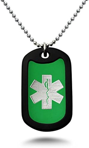 Carved LA Medical Alert ID, Personalized Custom Engraved Medical Alert ID Aluminum Dog Tag Necklace