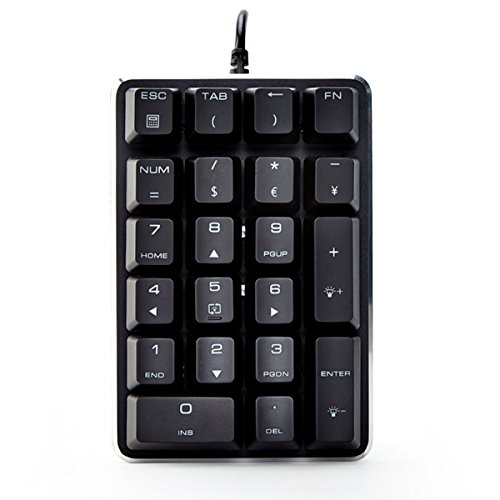 Mechanical Numeric Keypad GATERON Brown Switch Wired Ice Blue Backlight Gaming Keypad 21 keys Mini Numpad Portable Keypad Extended layout Black Magicforce by Qisan