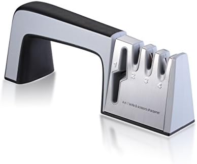 Knife Sharpener and Scissor Sharpener,Xpatee 4 Stage Kitchen Manual Knife Sharpener and Scissor Sharpener