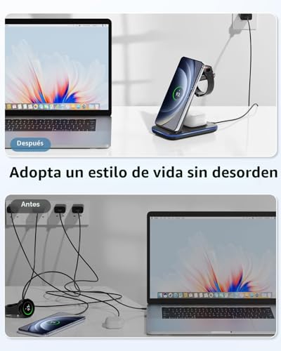 JoyGeek - Charging Station for Samsung S25, S24, S23, S22, S21, ZFlip/Fold, Wireless Charger for Galaxy Watch Ultra/8/7/6/5, Wireless Charger for Galaxy Buds-Black