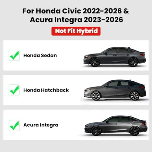 LASFIT 𝐈𝐧𝐣𝐞𝐜𝐭𝐢𝐨𝐧 𝐌𝐨𝐥𝐝𝐞𝐝 Floor Mats for Honda Civic 2022-2026 (Not Fit Hybrid) / for Acura Integra 2023-2026, 𝐍𝐨-𝐂𝐮𝐫𝐥𝐢𝐧𝐠 TPE All Weather Car Liners, 10+ Years Lifespan