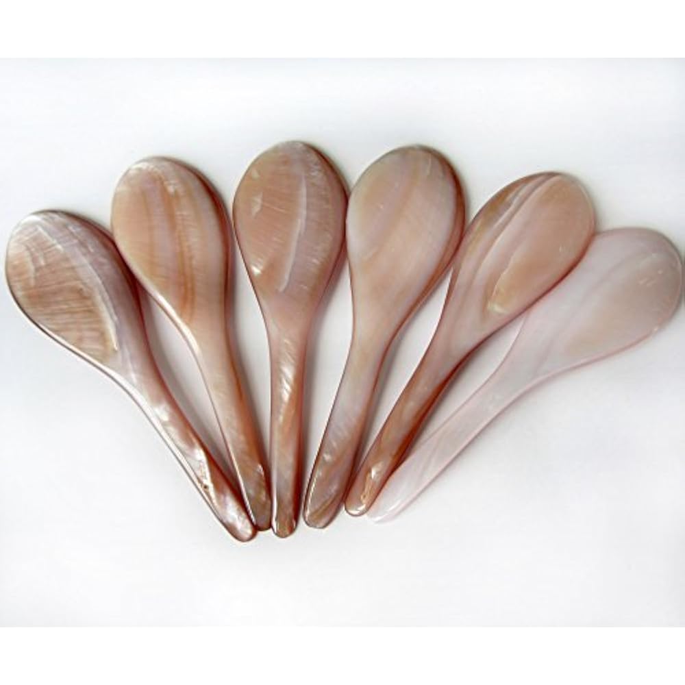 Set Caviar Spoons Of 6 Pink Mother Pearl MOP Handmade Kitchen " Dining