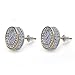 SHINY.U 925 Sterling Silver Iced out CZ Premium Diamond Cluster Zirconia Round Screw Back Circle Stud Earrings for Men Hip Hop Jewelry