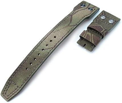 22mm MiLTAT Ninja Turtle Camo Nylon IWC Big Pilot Replacement Strap, Rivet Lug