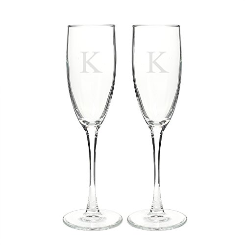 Cathy's Concepts Personalized Classic Toasting Flutes, Initial K