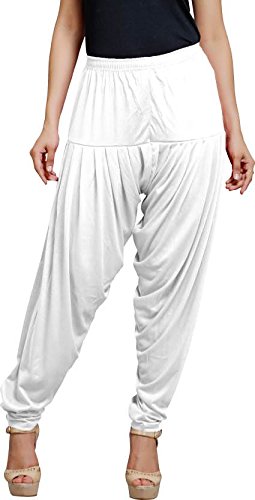 trigger women's viscose cotton patiala pant(white)