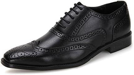 Men's Fashion Classic Lace Up Wingtip Oxfords Dress Shoes Brogue Black (10)