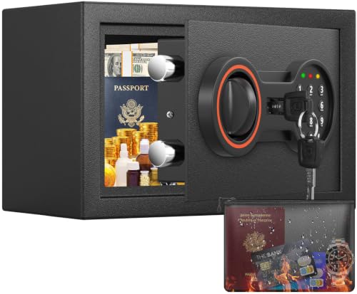 Mini Safe Tresor für Zuhause, 7.5L kompakt mit Zahlenschloss & Schlüssel