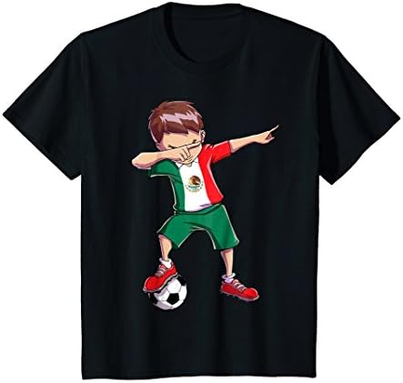 Kids Dabbing Soccer T shirt for Boys Mexico Mexican Football Gift 8 Black