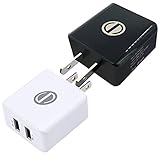 USB Wall Charger, Kiomi 2-Pack Universal USB Travel Home Dual Ports 2.1A & 1.0A - 5V Power Adapter for Smartphone, iPhone, iPad, iPod, Samsung, HTC, LG, Nokia (Black & White)