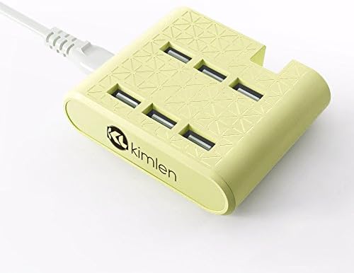 Kimlen 6-port USB Charge Station- Multiple USB Charger with Device Stand (Yellow)