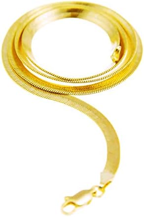 METALTREE98 Men's Women's Flat Flexible Shine Herringbone Chain Necklace 14kt Gold Plated Sized 20"