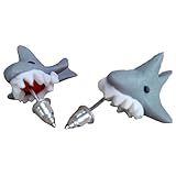 Scheppend Polymer Clay Cute Cartoon Shark Stud Earrings Made by Hand