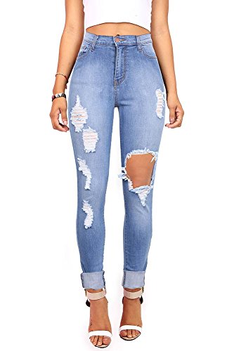 Vibrant Women's Juniors Ripped New High Rise Skinny Jeans (9, Denim)