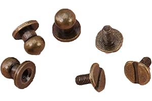 20 Sets Leather Rivets, Solid Brass Round Head Screw Studs Brass Button Nail Rivet Double Rivet Metal Studs Kit for DIY Chica