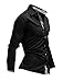 uxcell Men's Slim Fit Point Collar Contrast Trim Long Sleeves Button Down Dress Shirt Solid Black M US 38