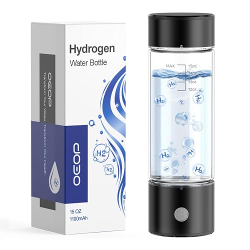 OEOP Hydrogen Water Bottle, 2200PPB in 3 Mins Hydrogen Water Generator, SPE PEM Technology, 14oz Portable Hydro Water Machine for Home, Travel, Gym | Best Health Gift for Family & Friends