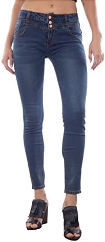 Product of Society High Waist Womens Skinny Stretch Jeans (Medium-10, Steel Blue)