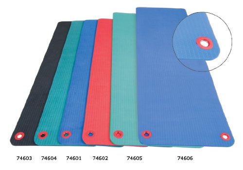 Aeromat 1320777 Elite Workout Mat with Eyelets, 24" x 72" x 1/2" Size, Blue