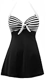 V'SHOW Women's Plus Size One Piece Halter Sailor Swimsuit Cover Up Swimdress(FBA)