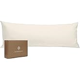 BIOWEAVES 100% Organic Cotton Body Pillow Cover for Body Pillowcases 300 Thread Count Soft Sateen Weave GOTS Certified with Zipped Closure - 21" x 54", Natural