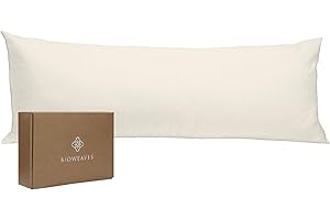 BIOWEAVES 100% Organic Cotton Body Pillow Cover for Body Pillowcases 300 Thread Count Soft Sateen Weave GOTS Certified with Zipped Closure - 21" x 54", Natural