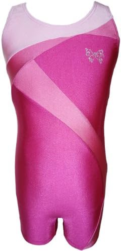 Talent Tale Girls Pink Tank Ribbon Unitard / Biketard Size XS 4/5 - S 6/6X - M 7/8 - L 10/12 (Small / 6-6X)